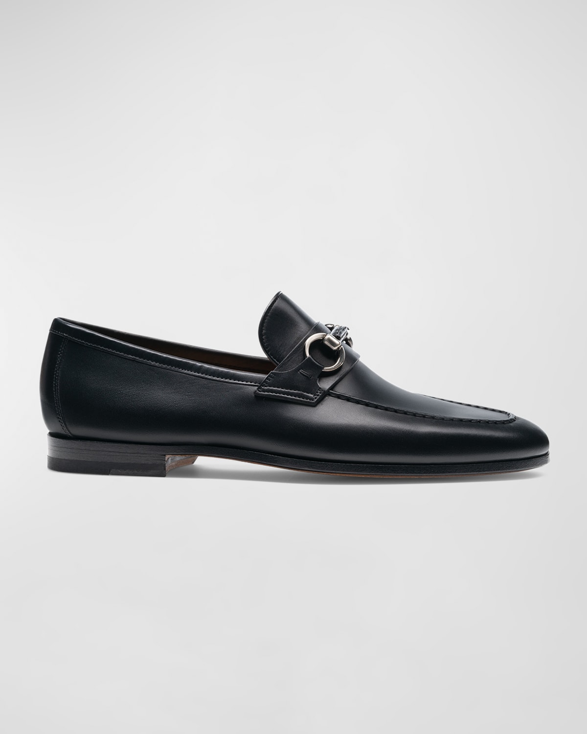 Magnanni Mens Black Silvano Side-buckle Leather Loafers In Black