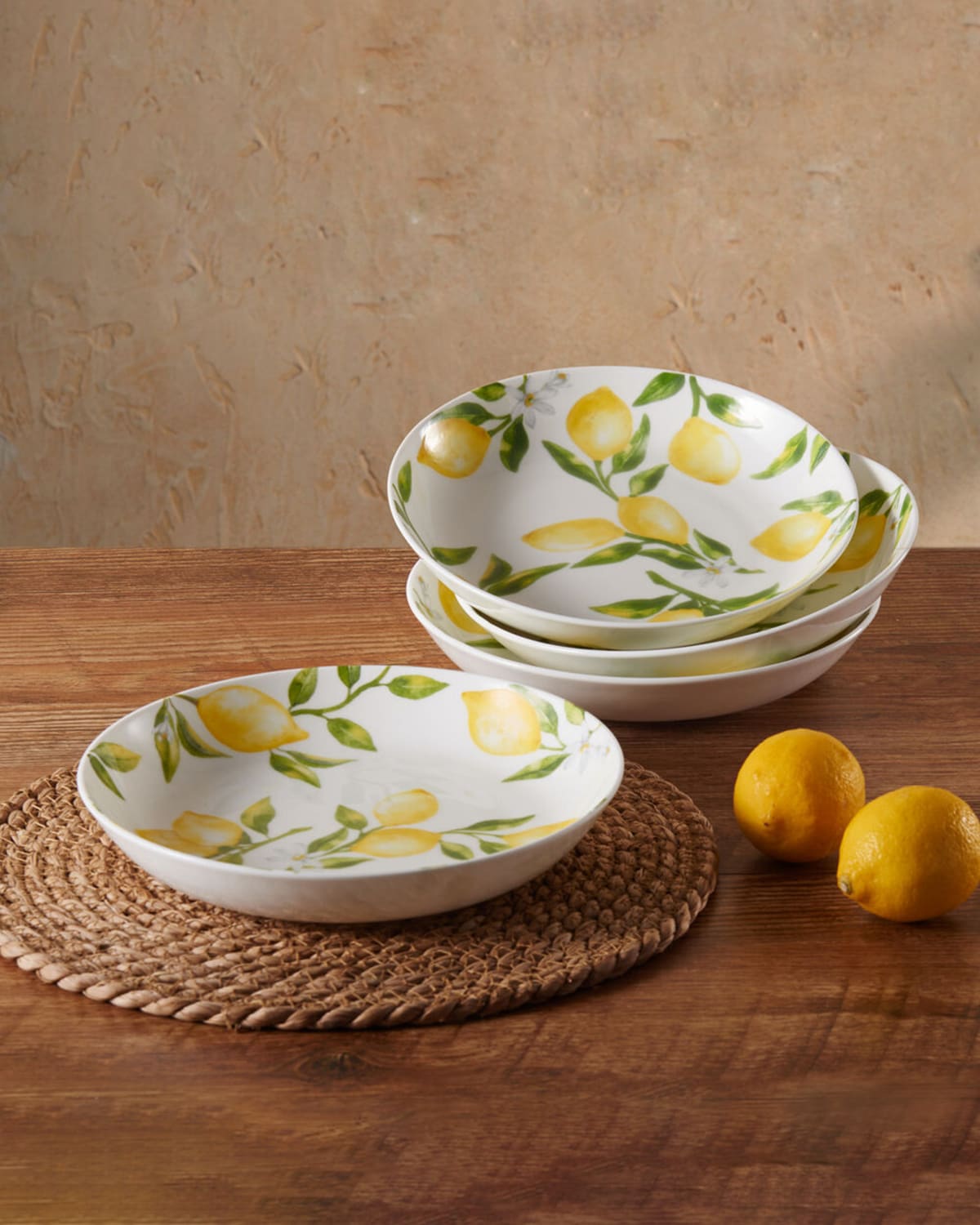 MIKASA LEMONS PASTA BOWLS, SET OF 4