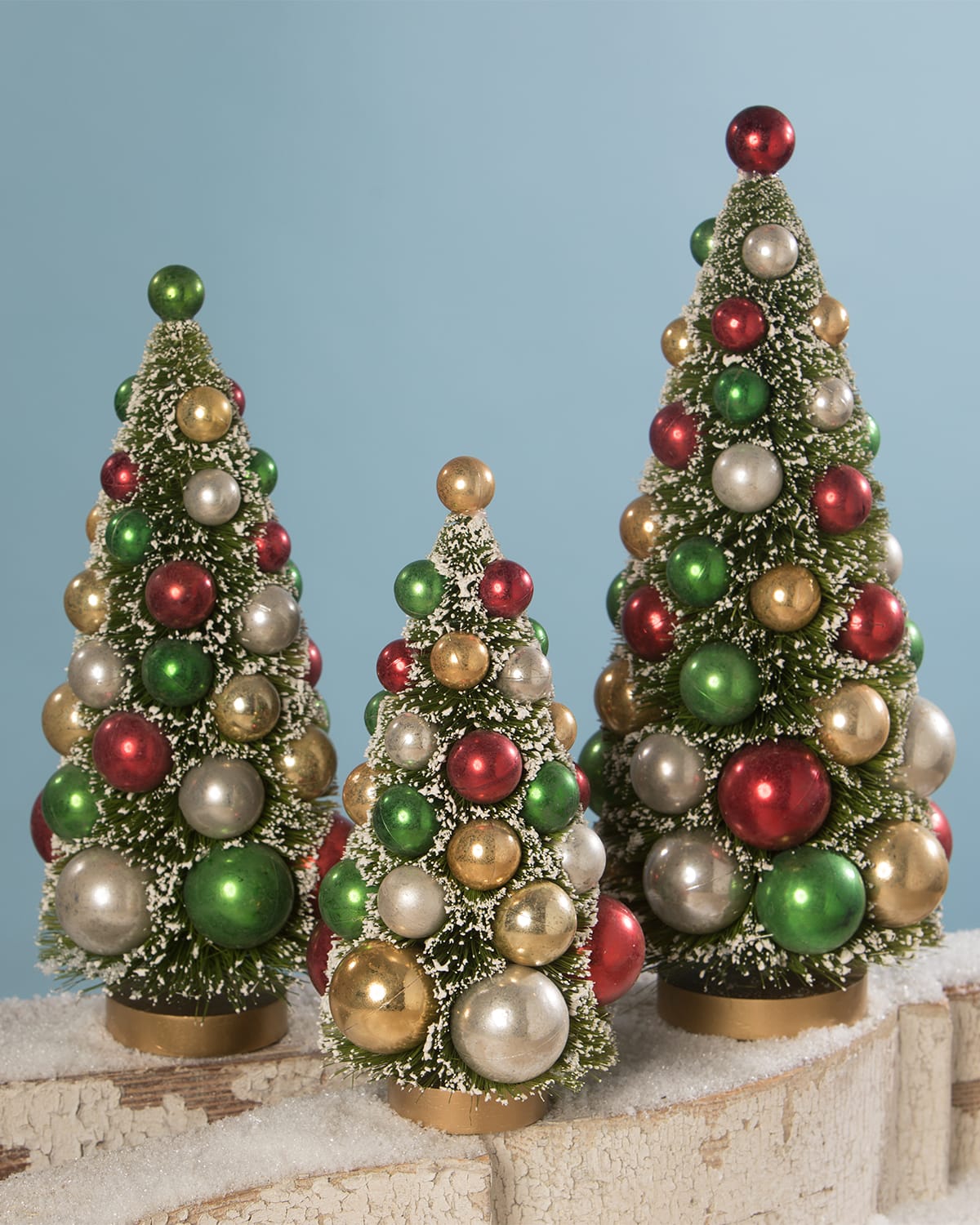Traditional Christmas Bottle Brush Trees, Set of 3