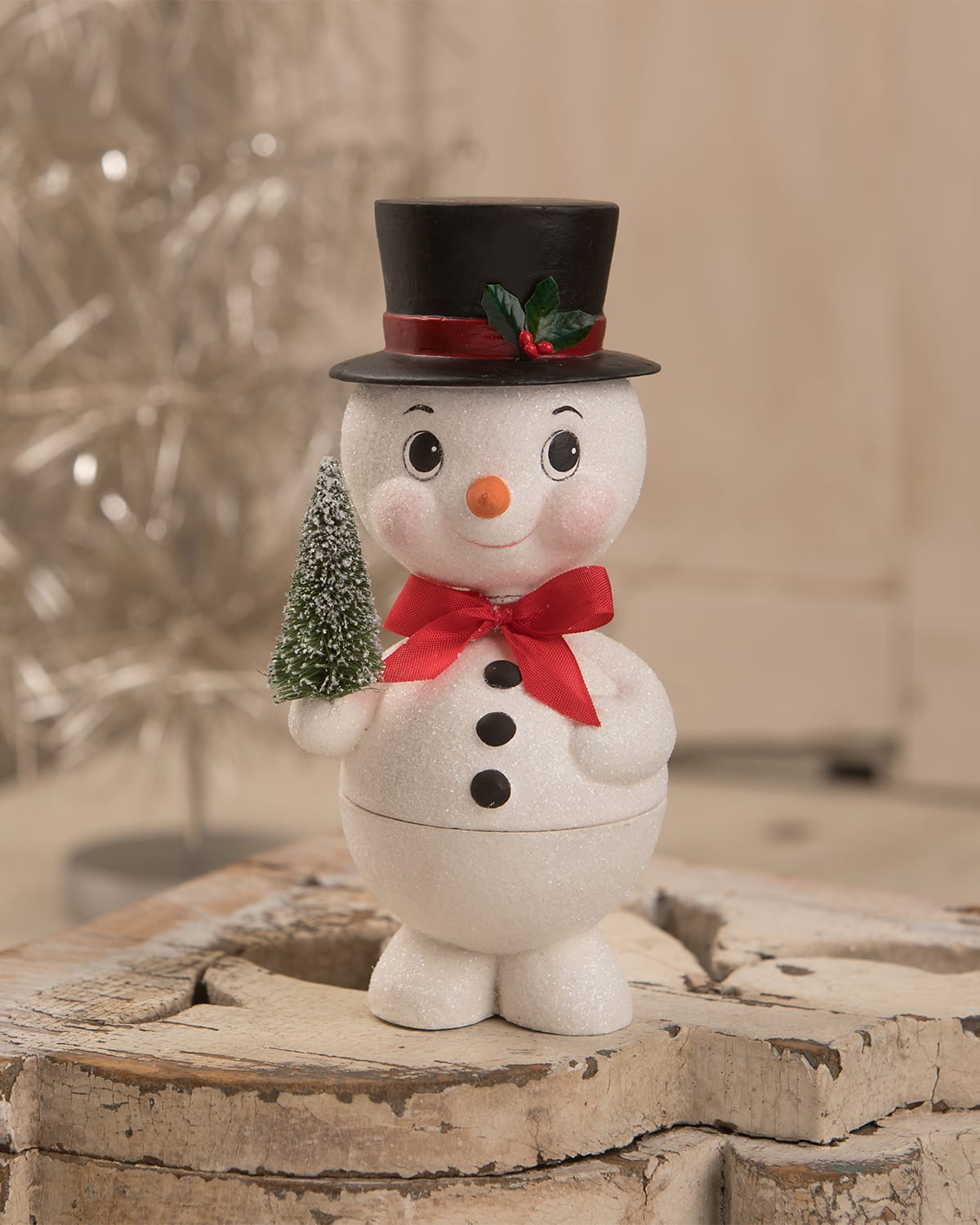 Holiday Bobblehead Snowman Container
