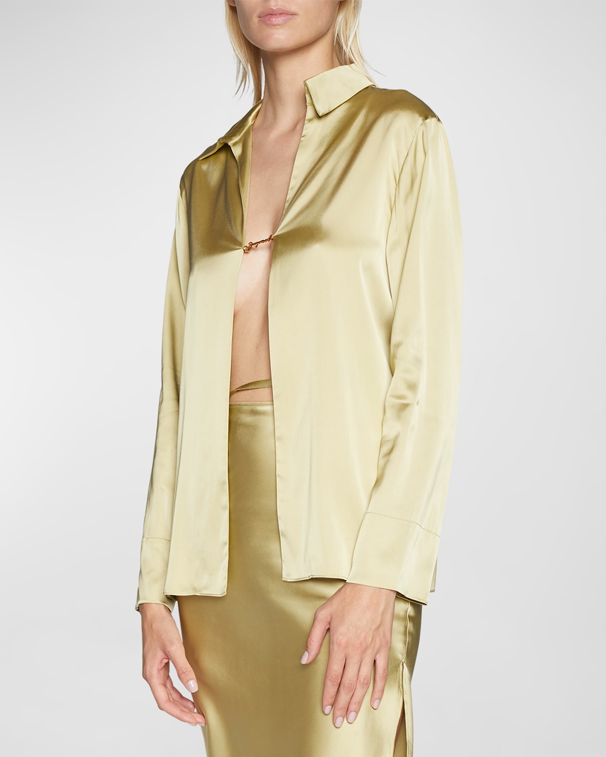 Jacquemus La Chemise Notte Open-front Shirt In Light Khaki