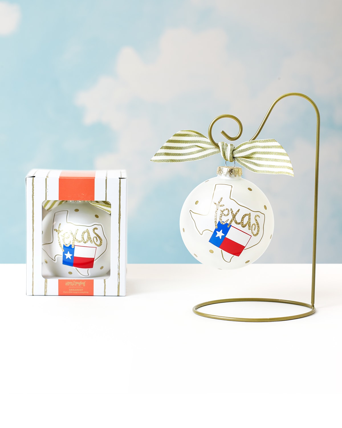 Glitter Texas Glass Christmas Ornament