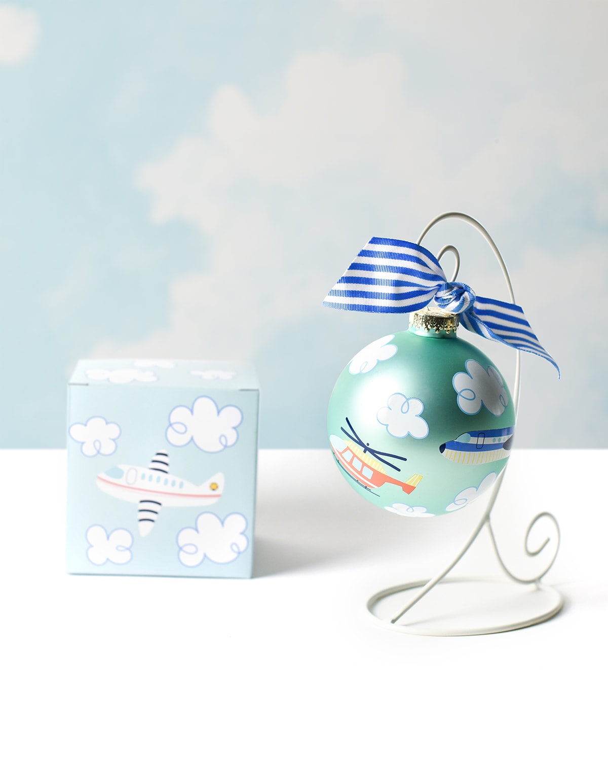 Around The World Plane Christmas Ornament with Stand, Personalized