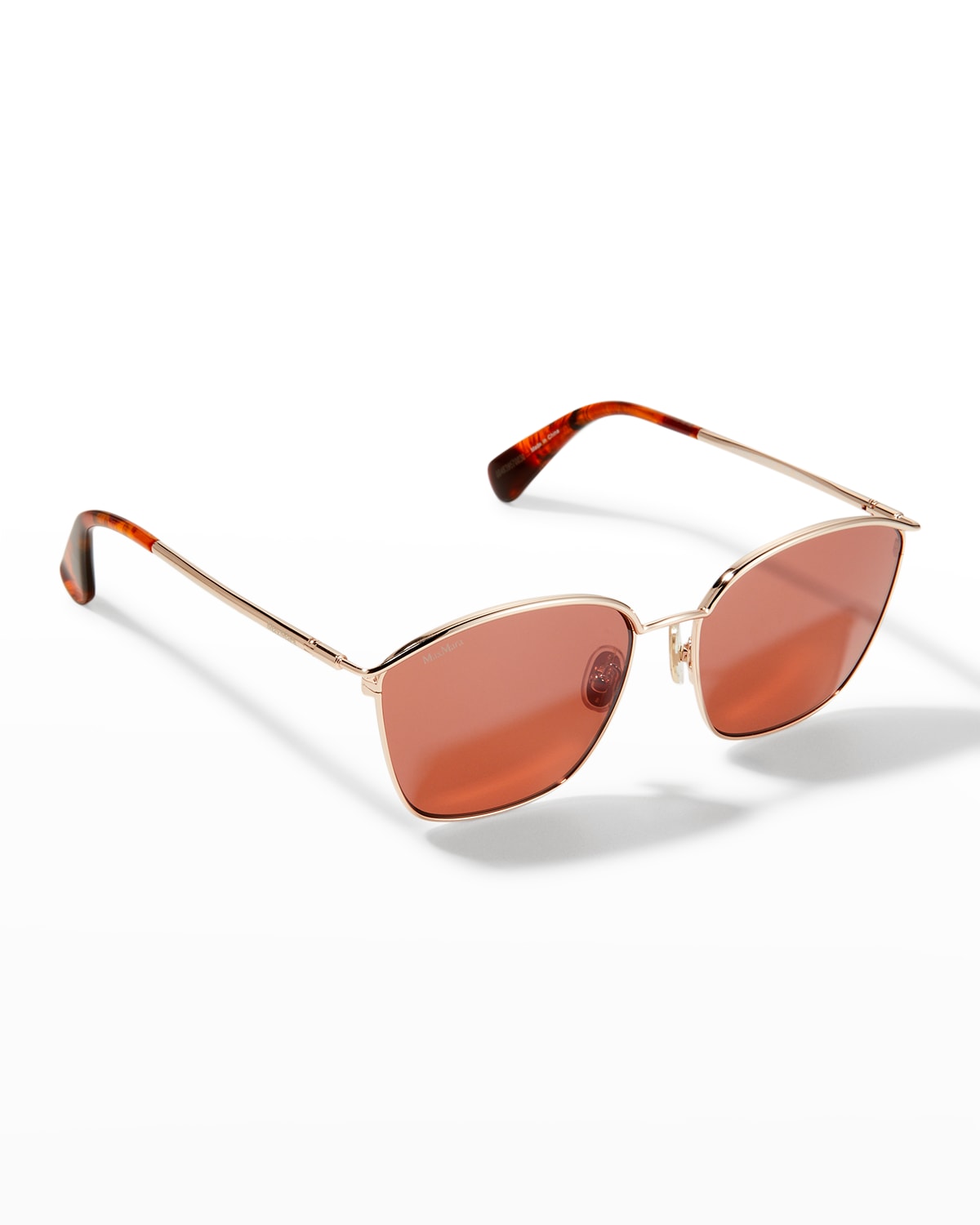 Max Mara Square Metal Sunglasses In 54e Brown