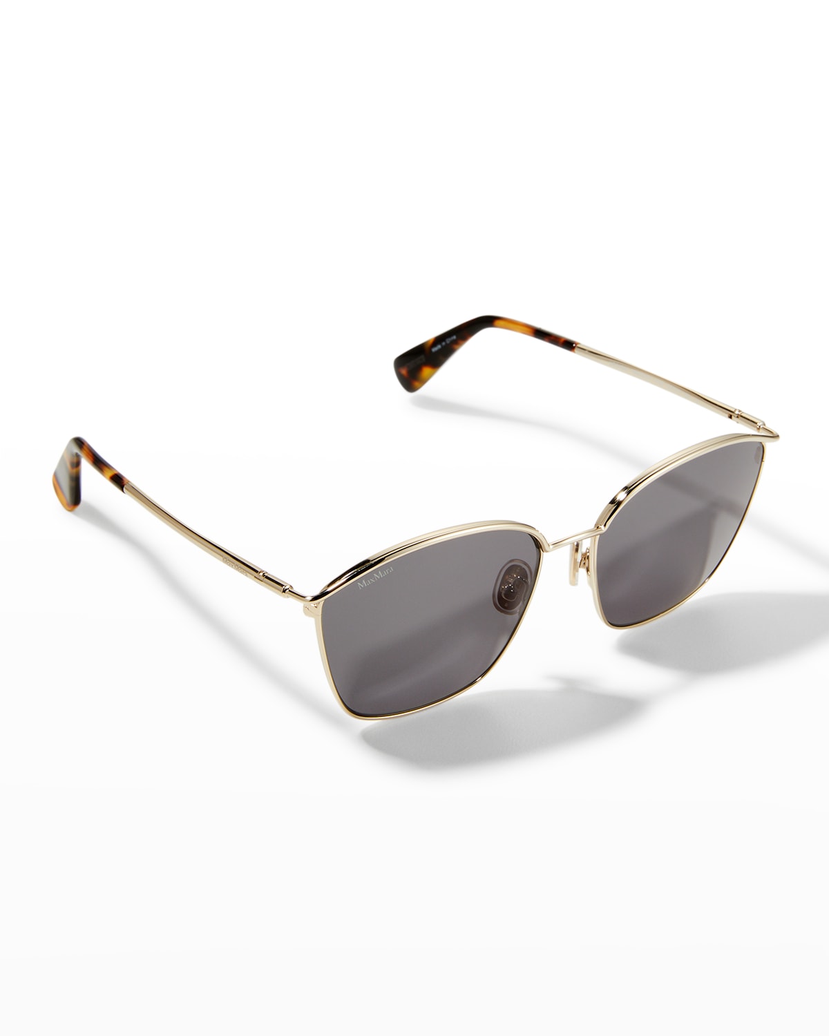 Max Mara Square Metal Sunglasses In 53n Brown