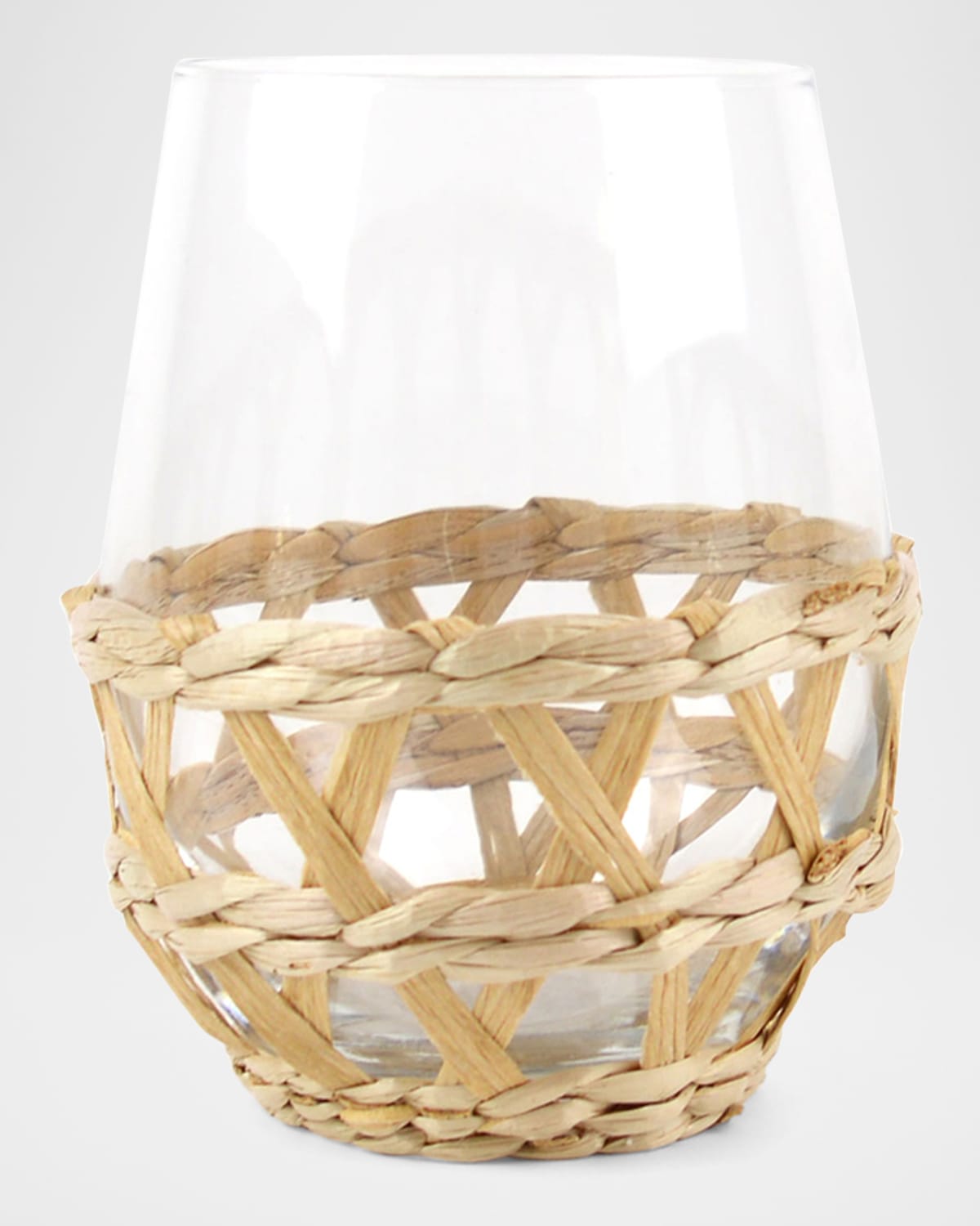 Natural Rattan Stemless Wine Glasses, Set of 4