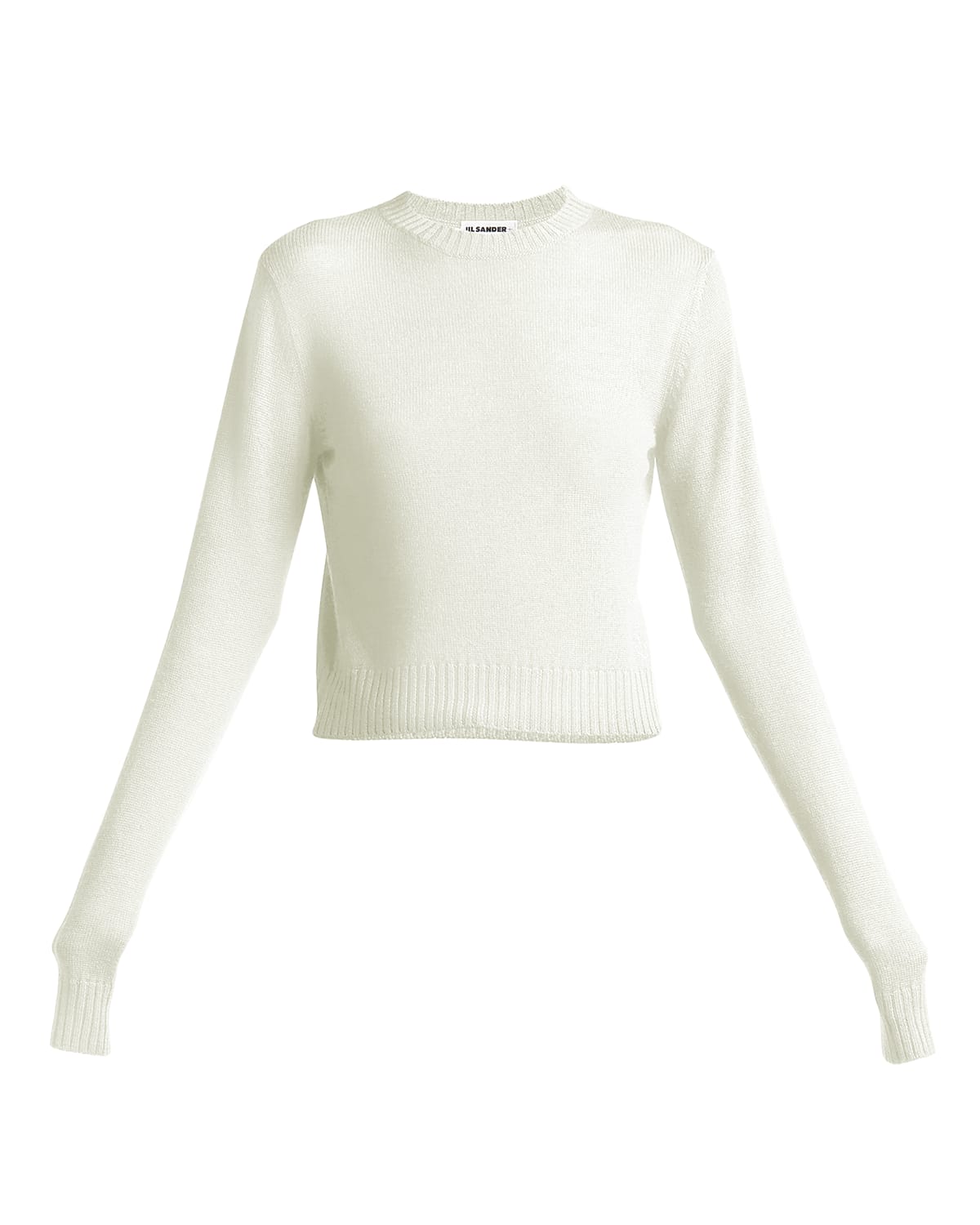 Jil Sander Long-sleeve Wool Crop Sweater In Dark Blue