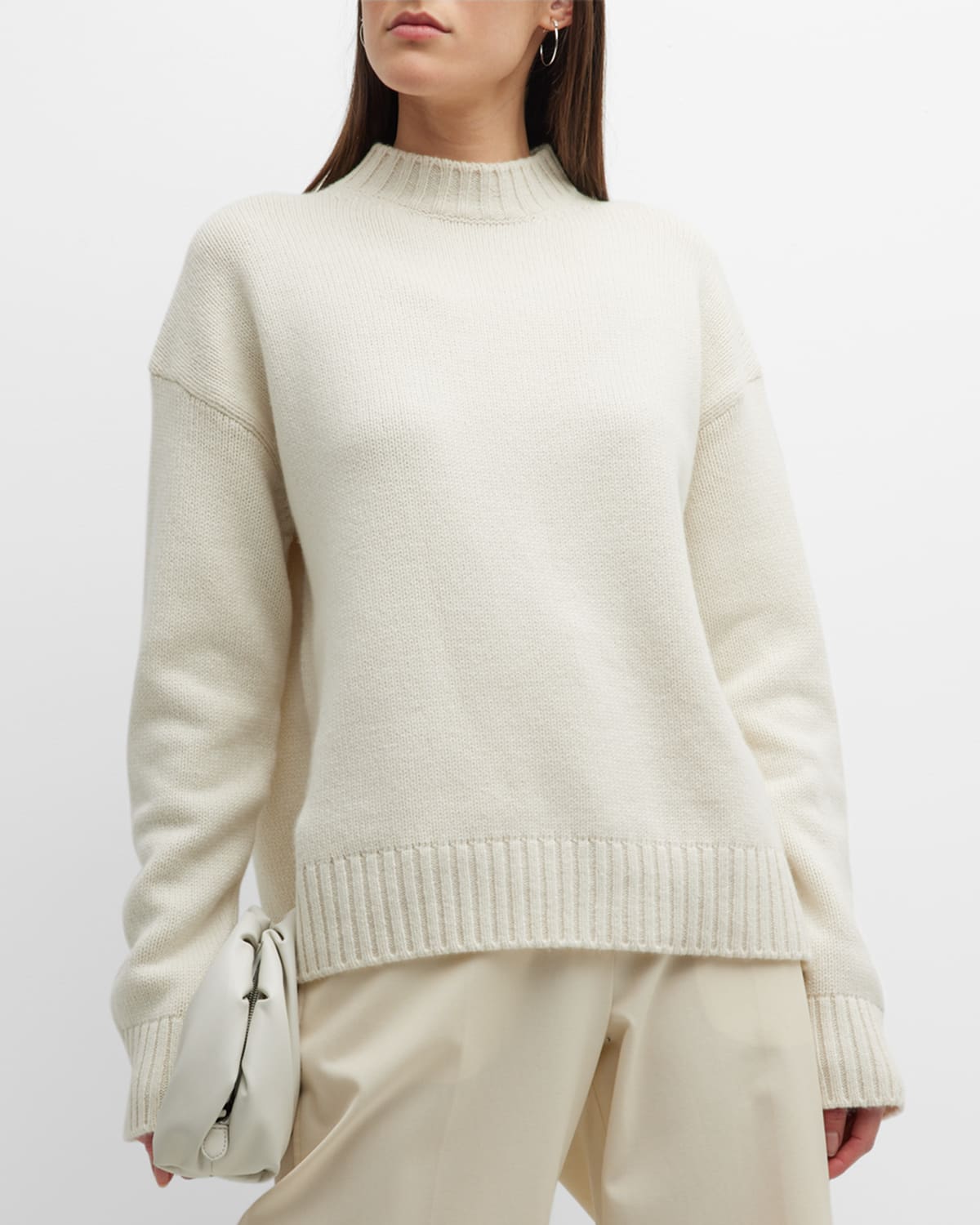 Jil Sander Cashmere Crewneck Sweater In Natural