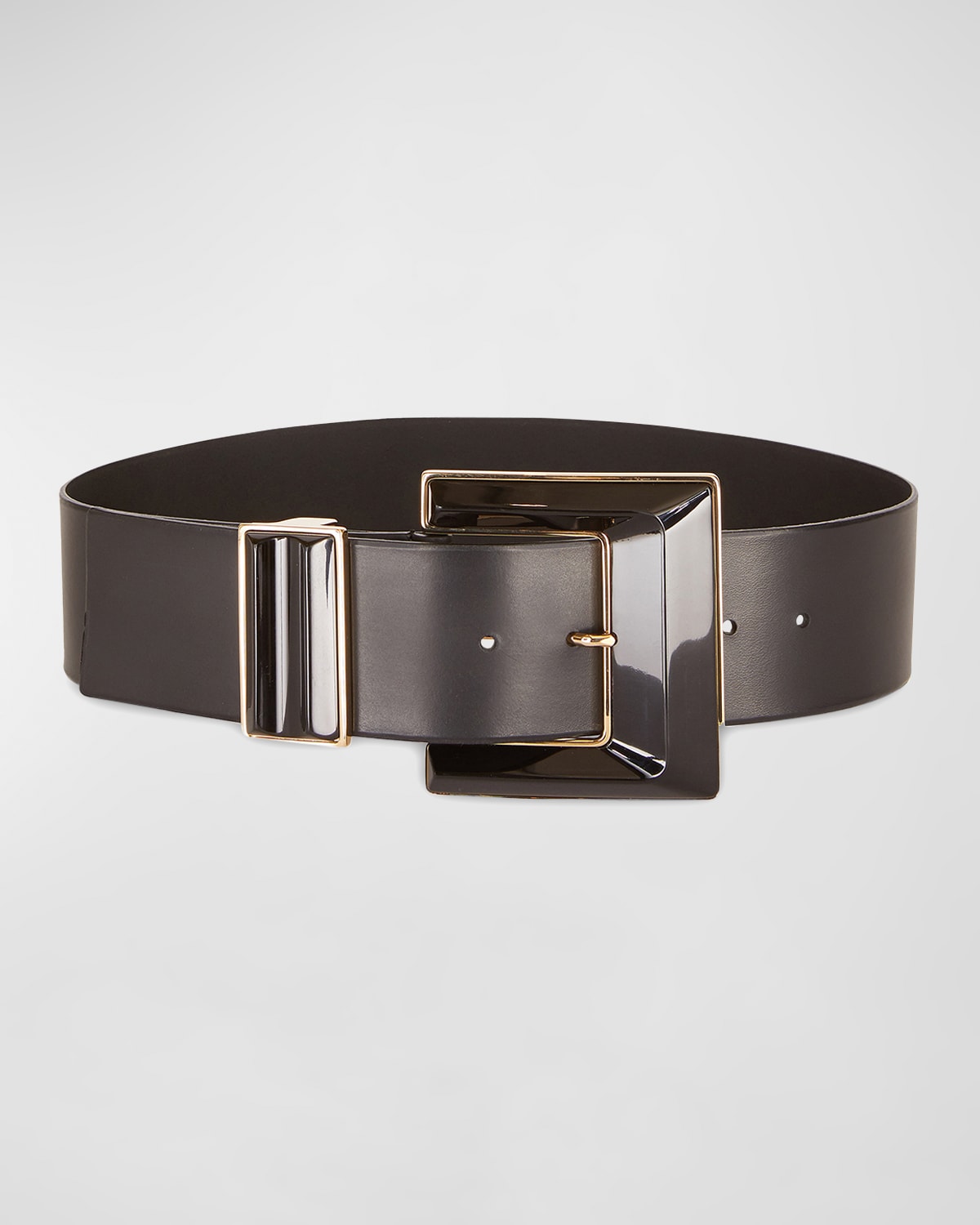 Shop Etro Oversized Square Buckle Leather Belt In Black