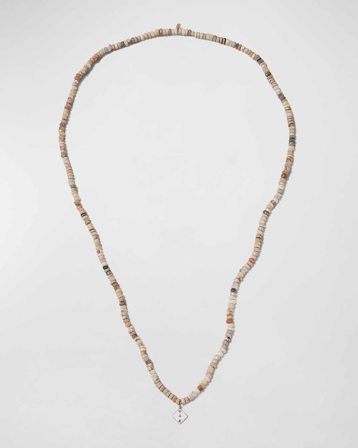 Men's Beaded Opal Dice Charm Necklace w/ Diamonds