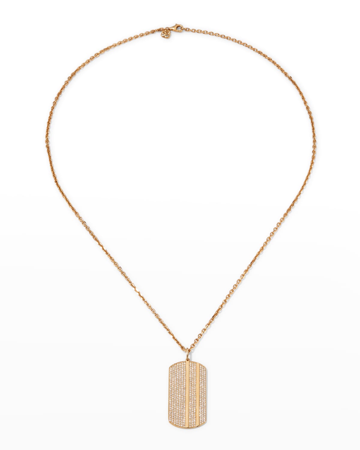 Men's 14K Gold Pav&eacute; Diamond Dog Tag Necklace