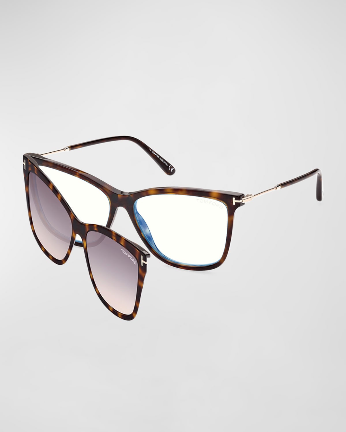 Tom Ford Square Metal And Acetate Optical Glasses In Brown