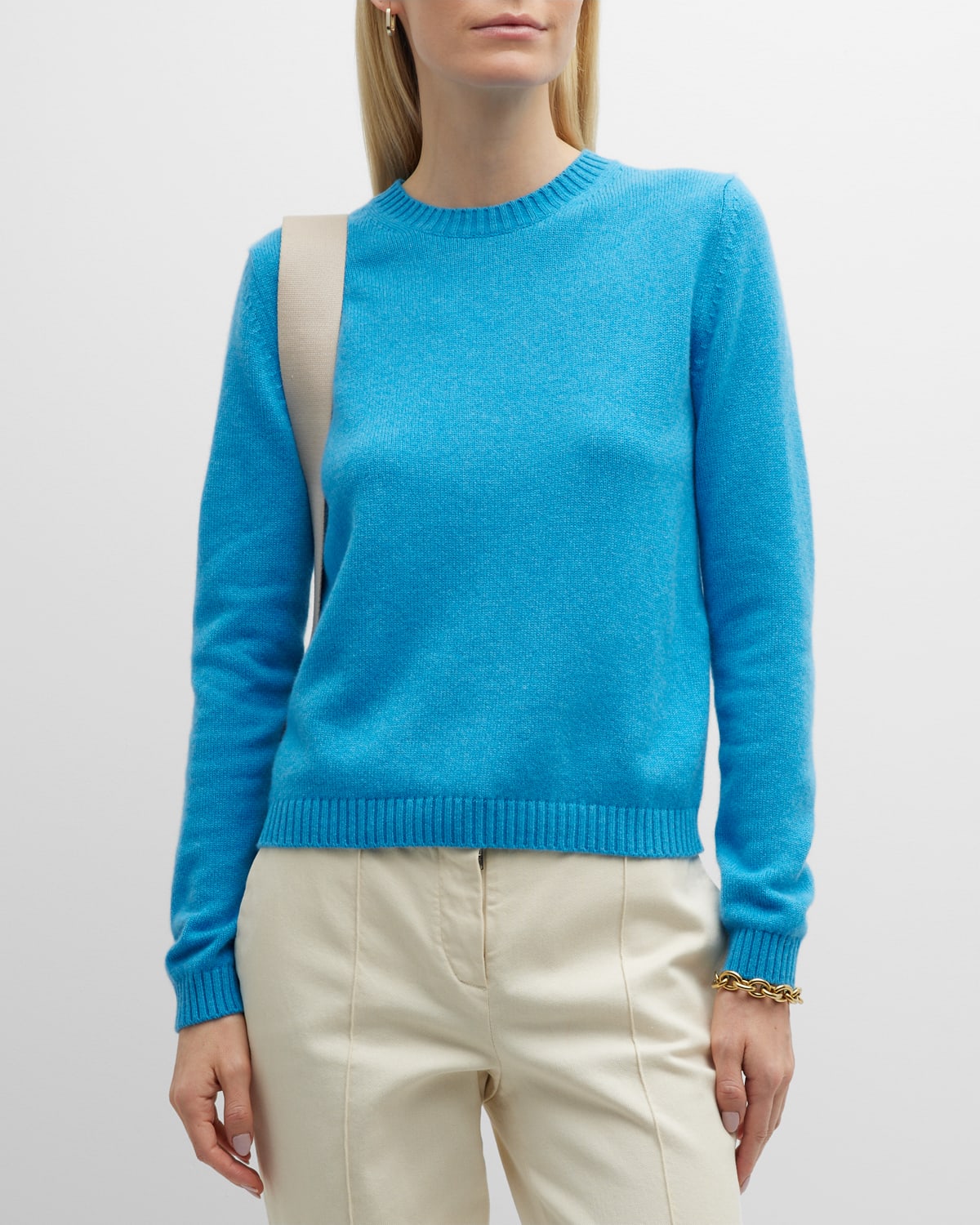 Loro Piana Girocollo Parksville Cashmere Sweater In 703l Ice Cube Mel