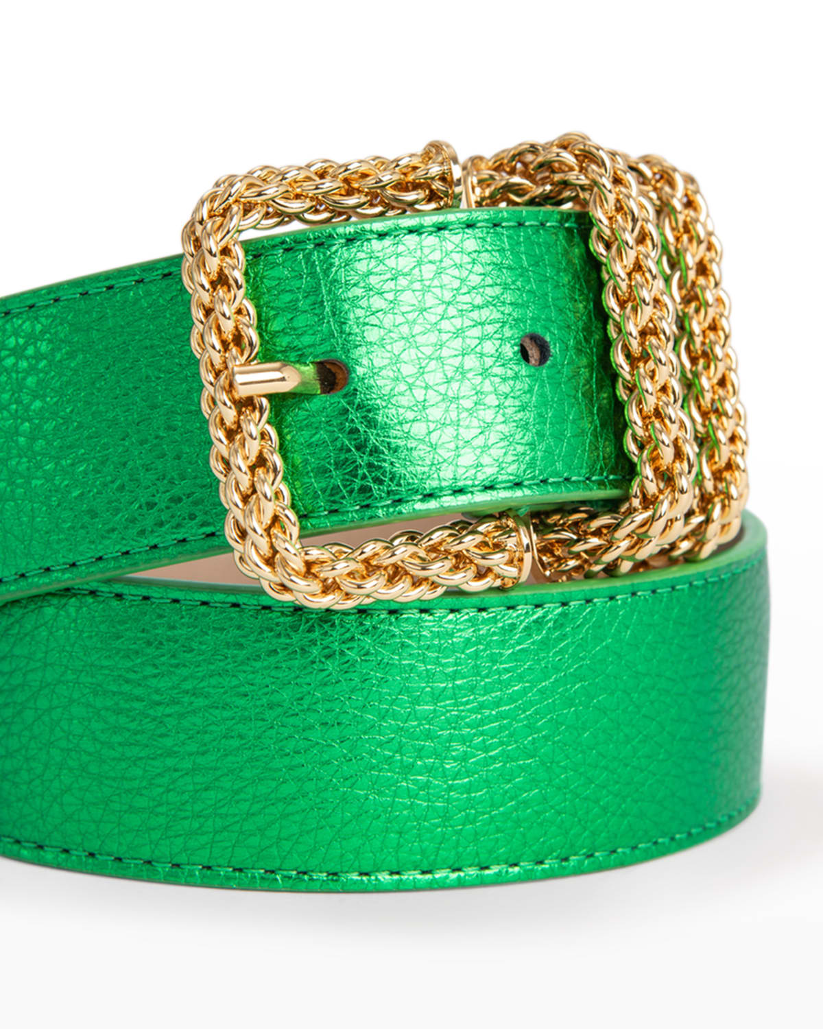 Katina Metallic Leather Chain Buckle Belt