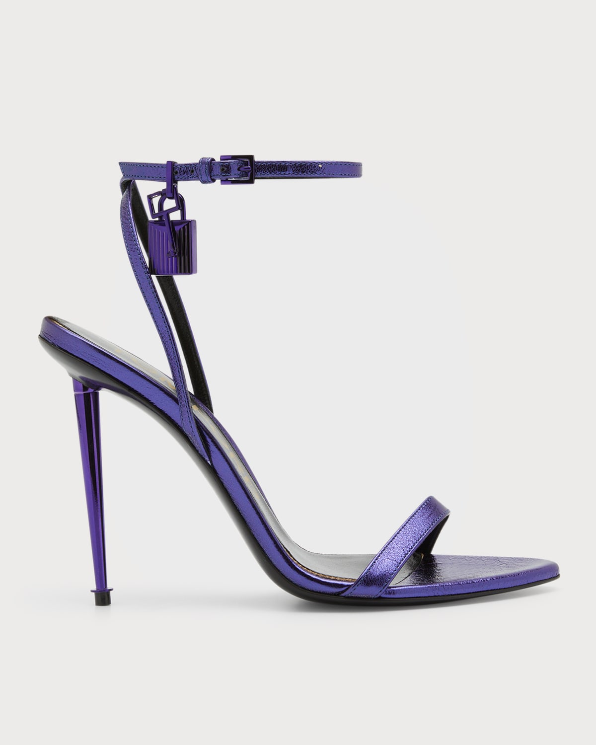 Tom Ford Lock Metallic Ankle-strap Sandals In Electric Purple