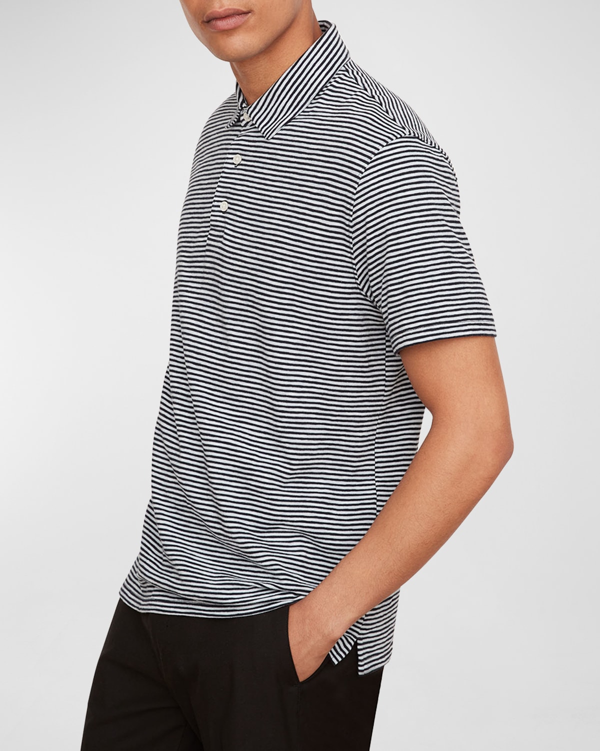 Vince Stripe Slub Cotton Polo Shirt In Coastalmorning Bl