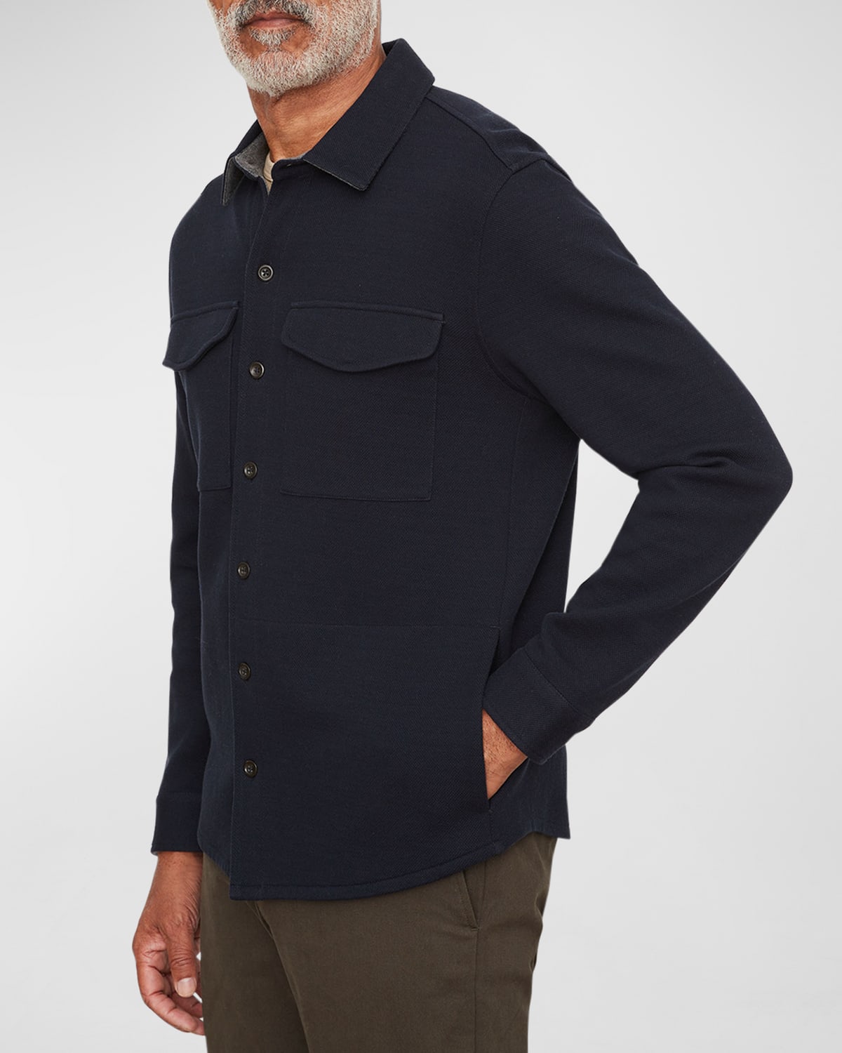 Vince Navy Shirt Jacket In Black Grey