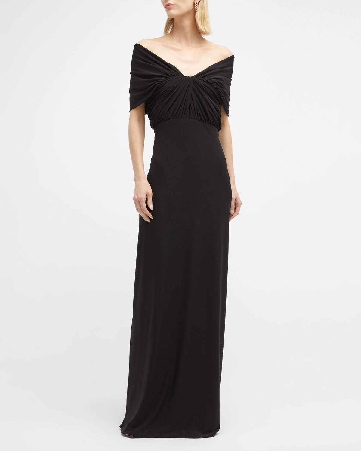 Twisted Off-The-Shoulder Column Gown