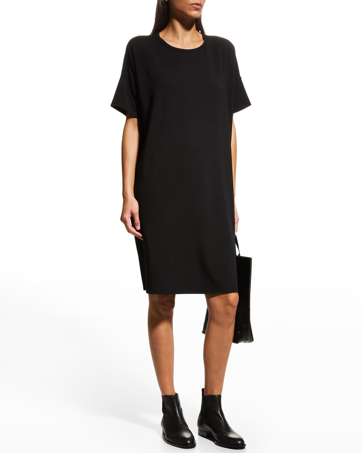 Eileen fisher hot sale black silk dress