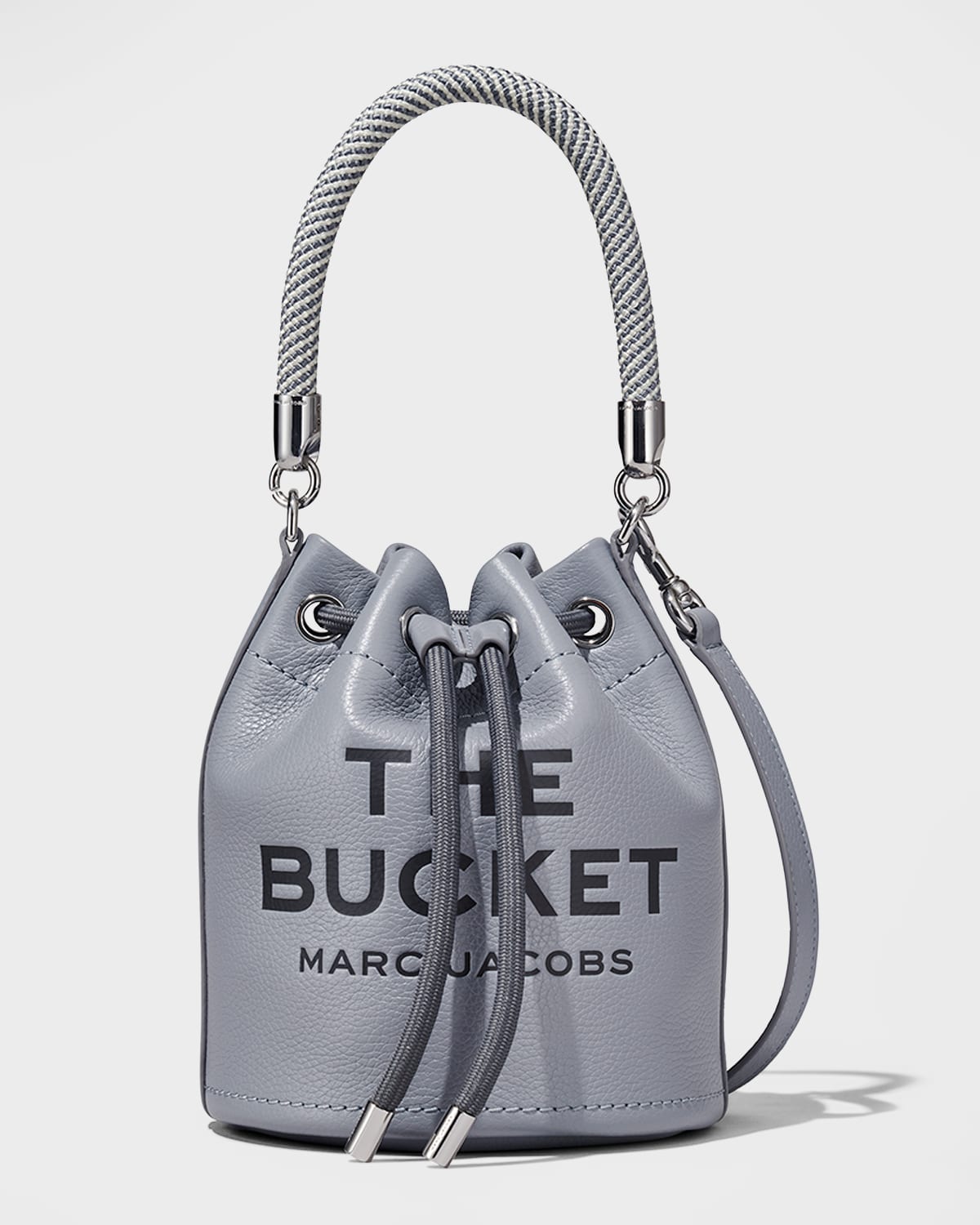 Marc Jacobs Logo Leather Bucket Bag In Wolf Grey