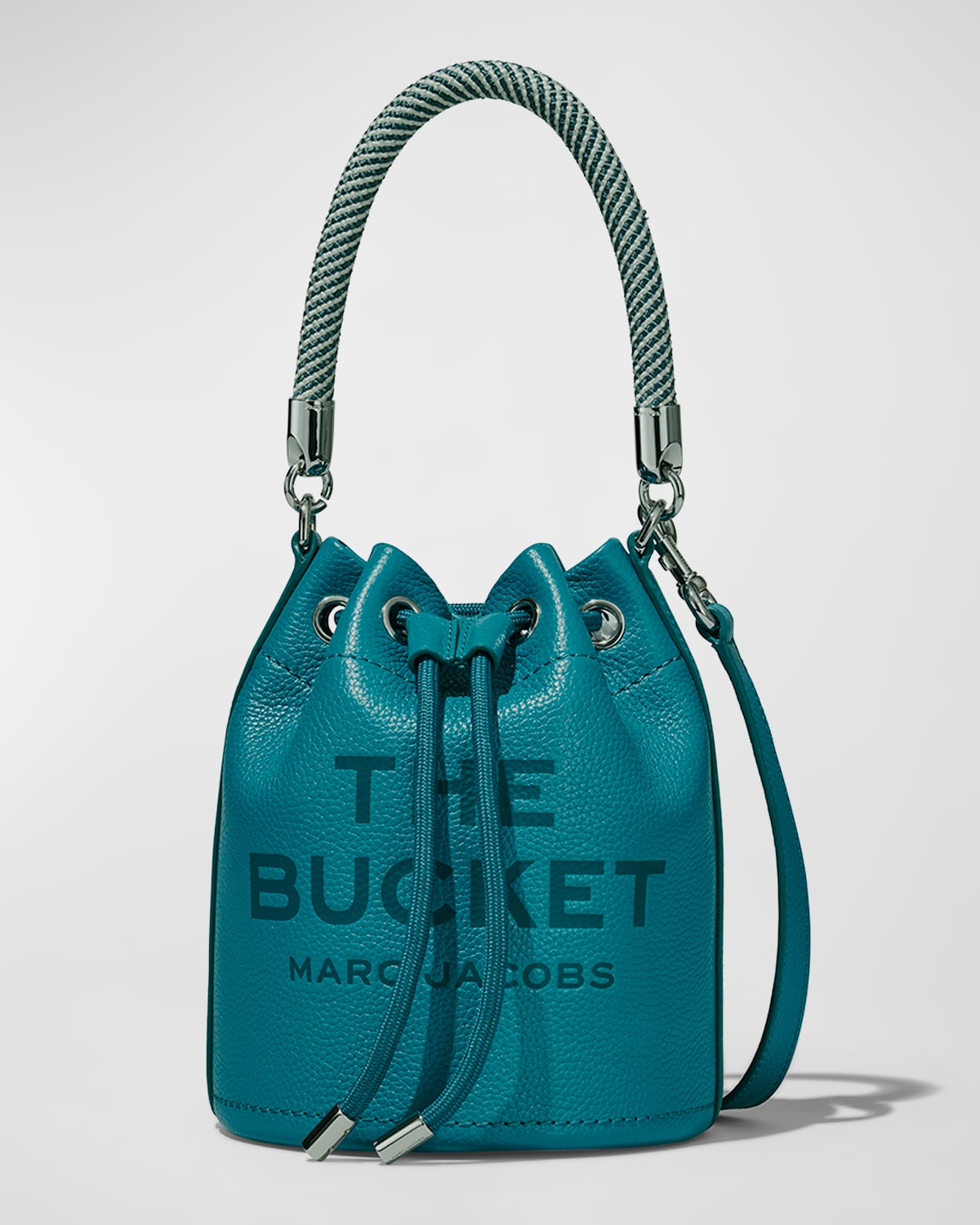 Marc Jacobs Logo Leather Bucket Bag In Harbor Blue