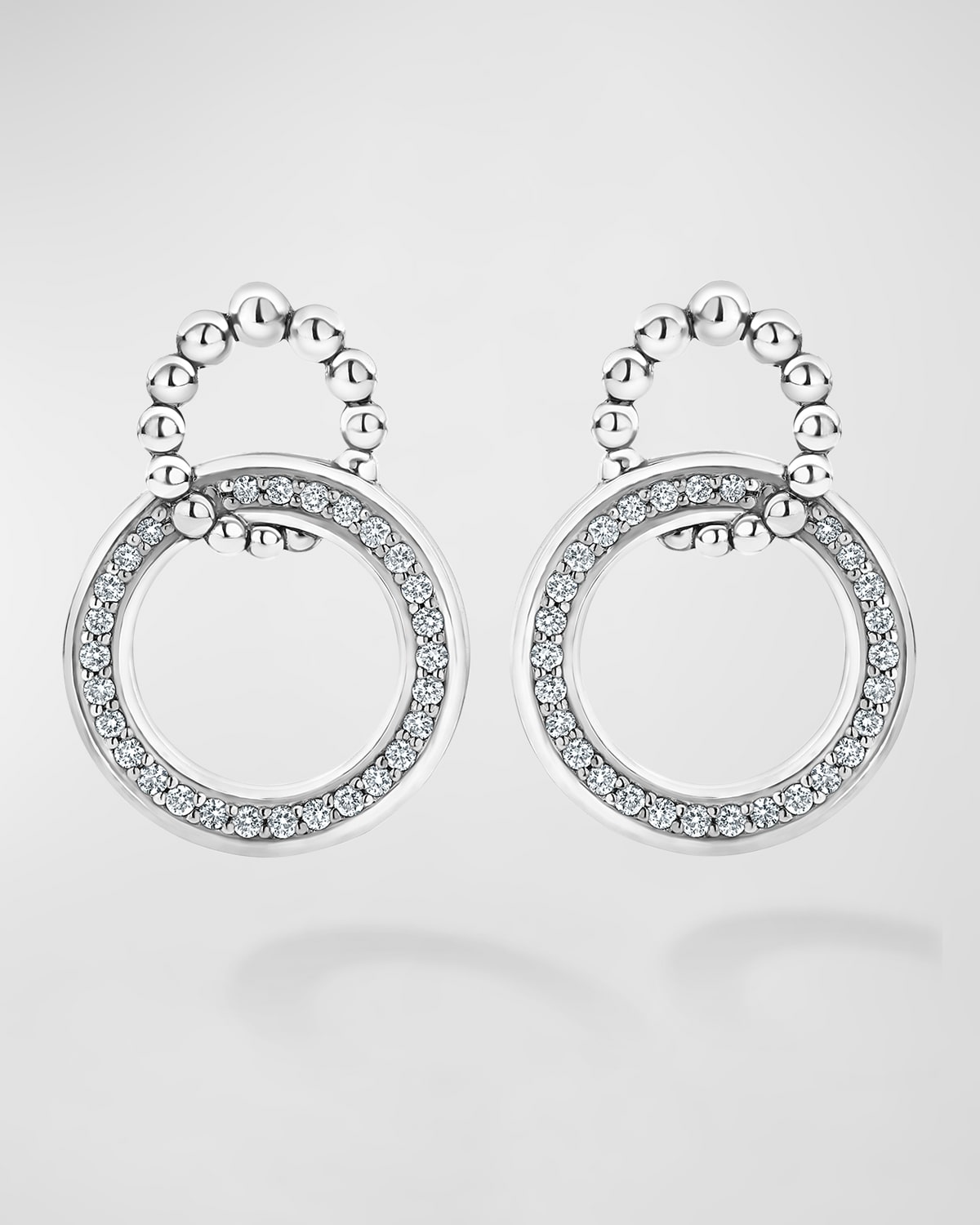 Diamond Circle and Caviar Beaded Circle Earrings