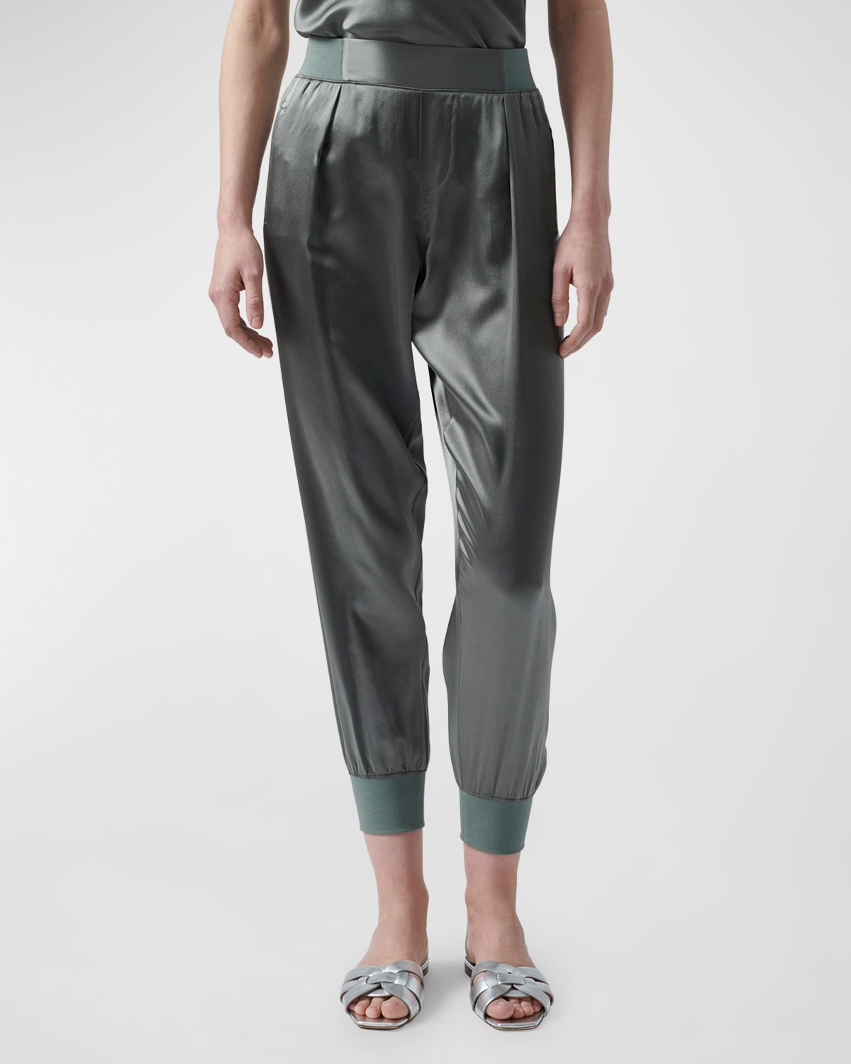 Atm Anthony Thomas Melillo Silk Jogger Pants In Olive Drab