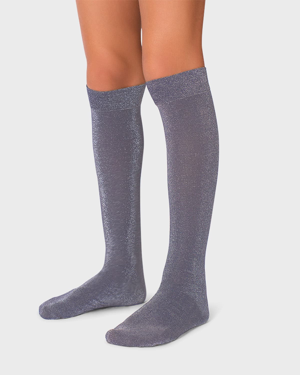 Mama Luma Kid's Glitter Knee-high Socks In Grey
