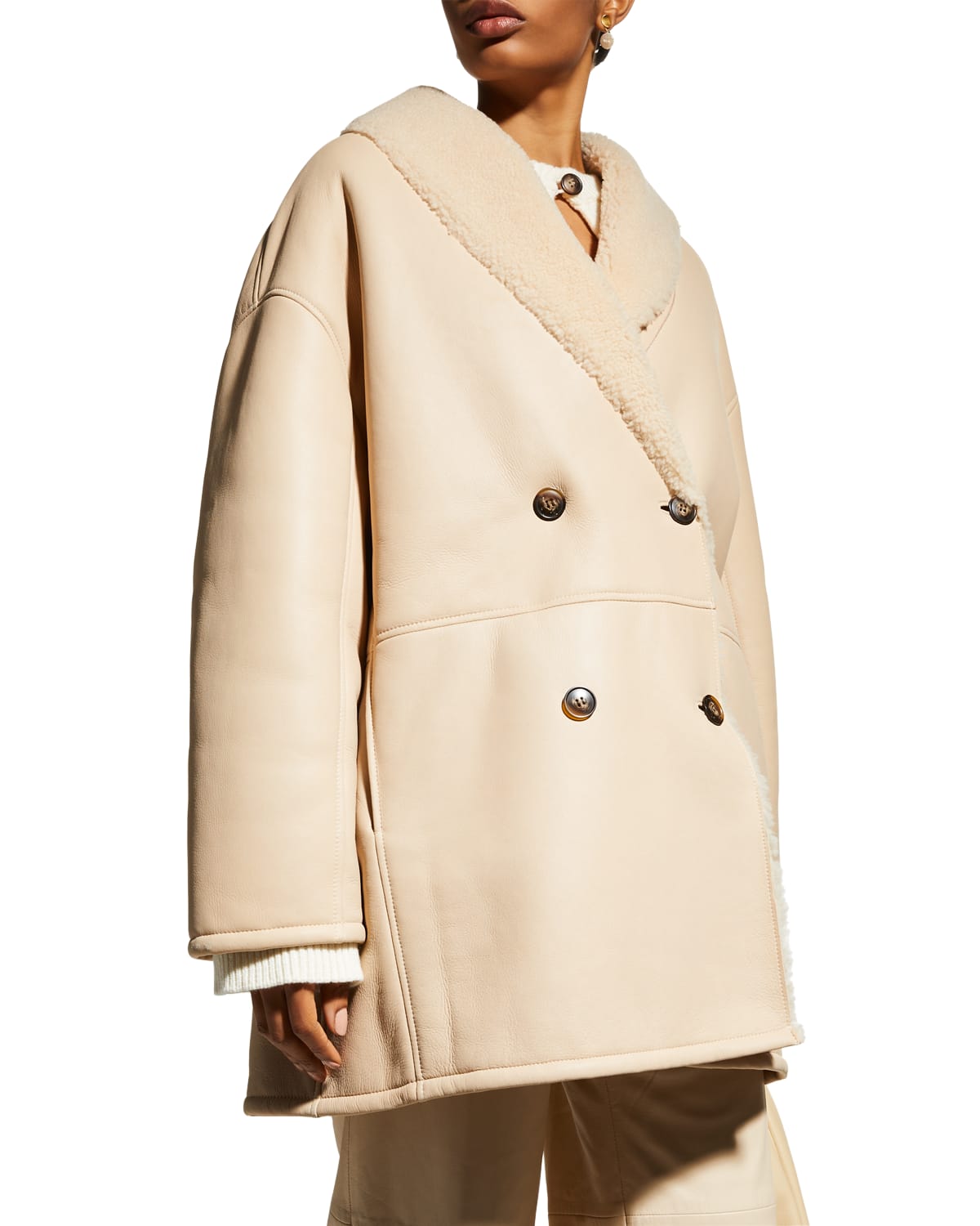 Loulou Studio Double-Breasted Shearling Coat