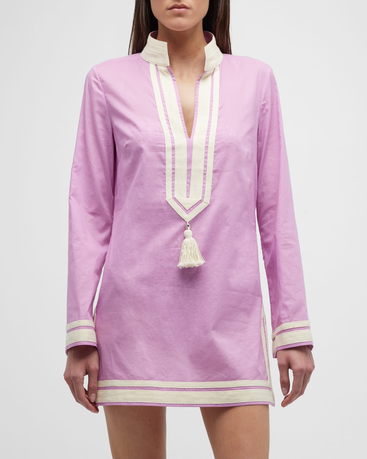 Tory Burch Solid Cotton Voile Tunic In Mallow Pink