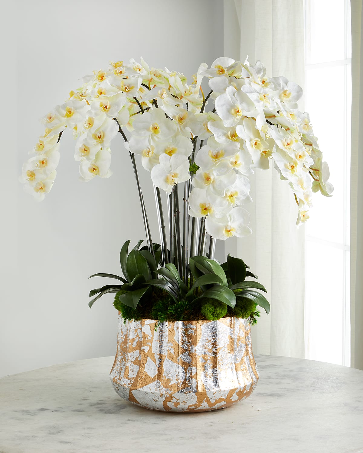 Shop T & C Floral Company Silver Leaf Orchid Arrangement In White