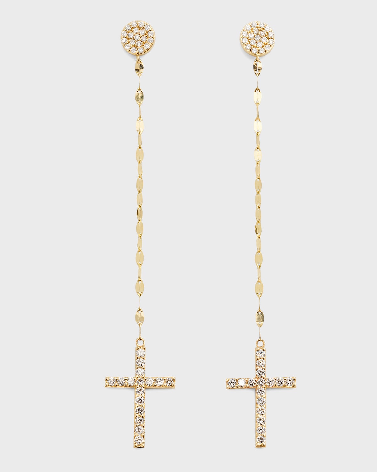 LANA Flawlesss Linear Cross Earrings with Diamonds
