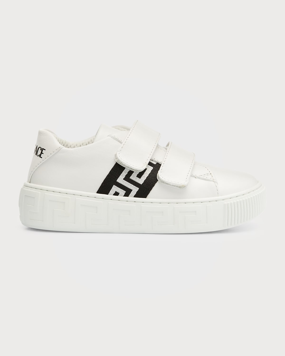 Versace Kid's Greca Leather Grip-strap Sneakers, Toddlers/kids In White