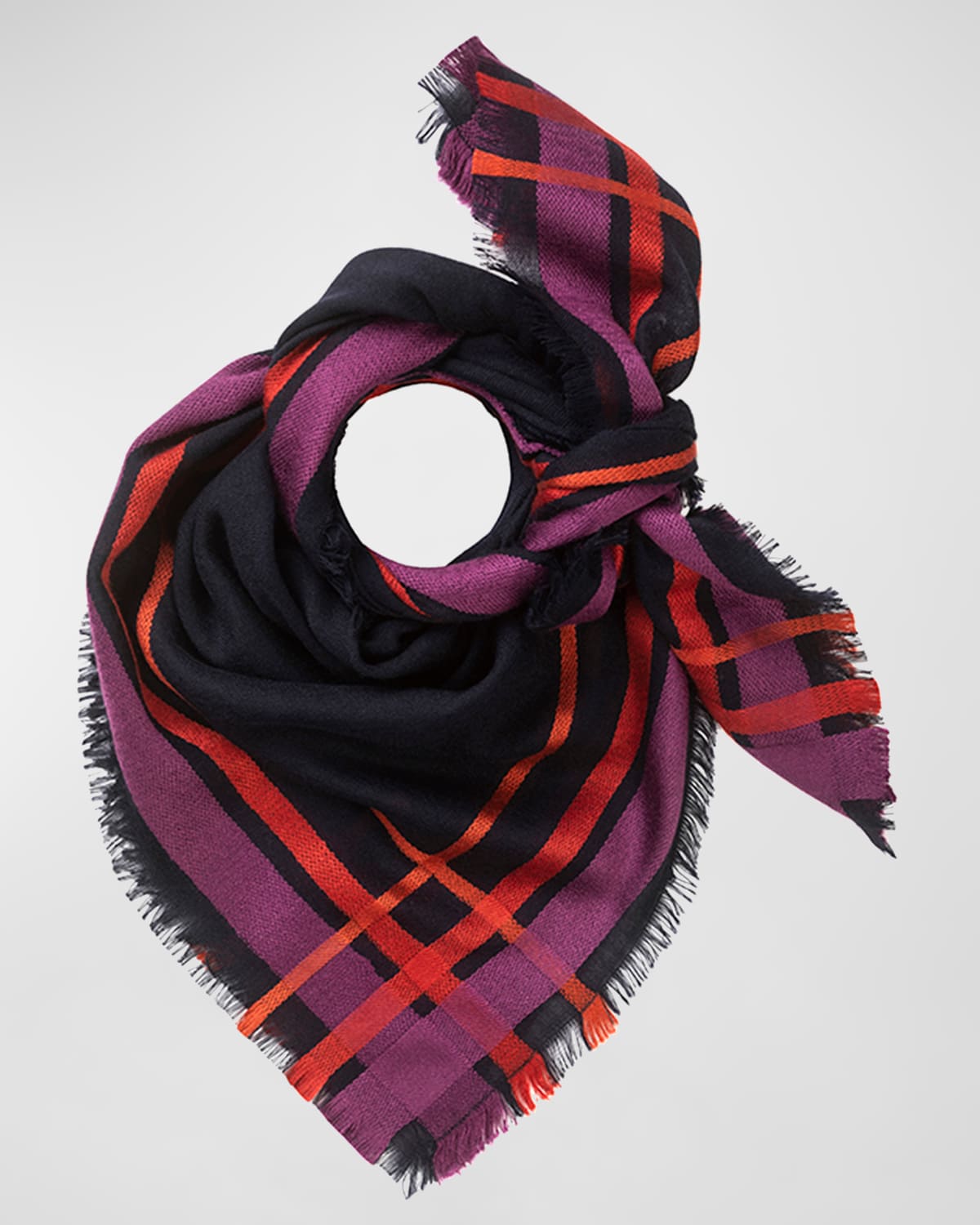 Check Border Merino Wool-Blend Scarf