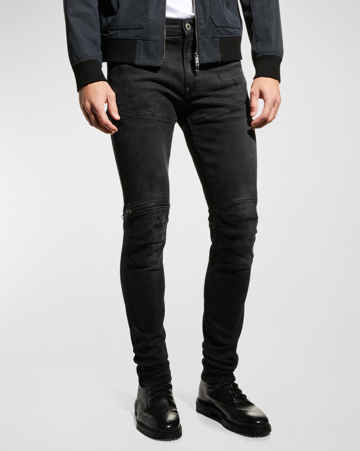 Shop G-star Raw Men's 5620 3d Zip-knee Skinny Jeans In Worn In Black Onyx Restored