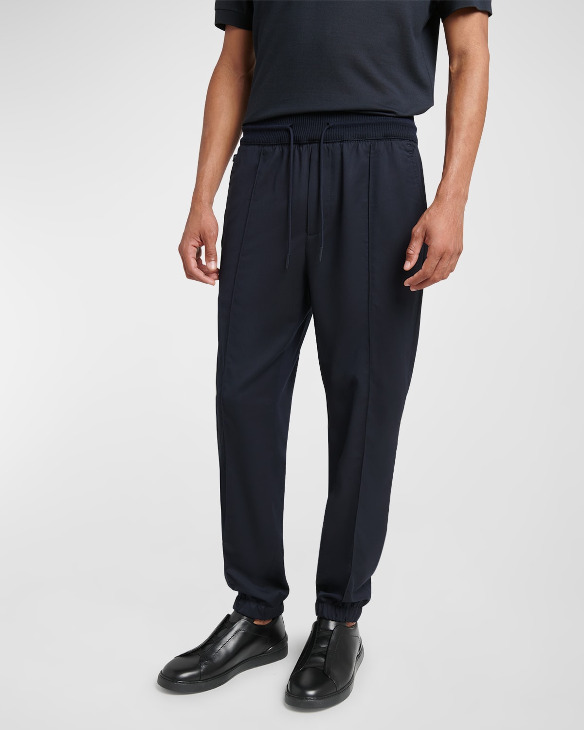 Zegna Men's Drawstring Trousers In Navy Solid