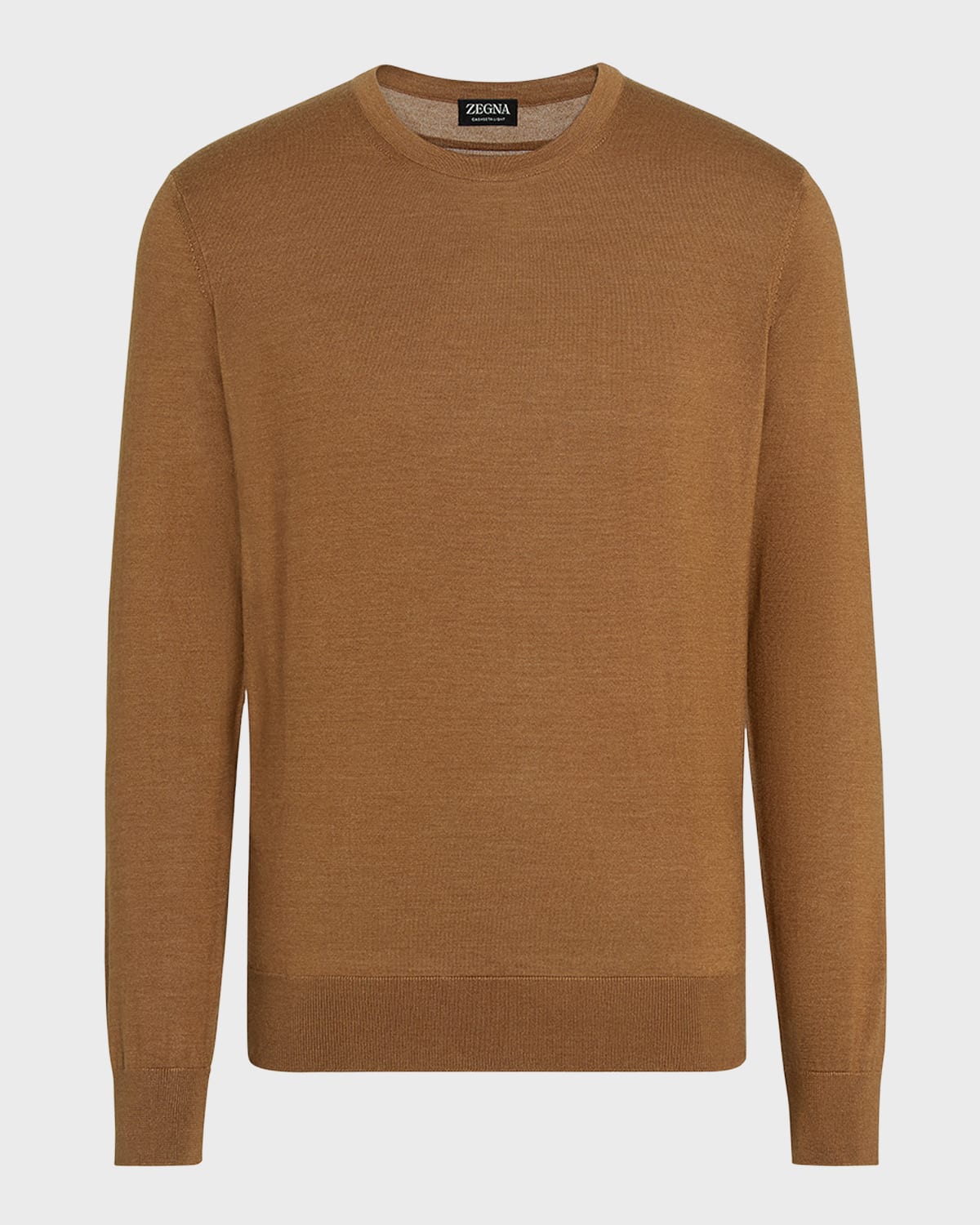 Zegna Men's Cashmere-silk Casheta Light Crewneck Sweater In Vicuna Dark Beige