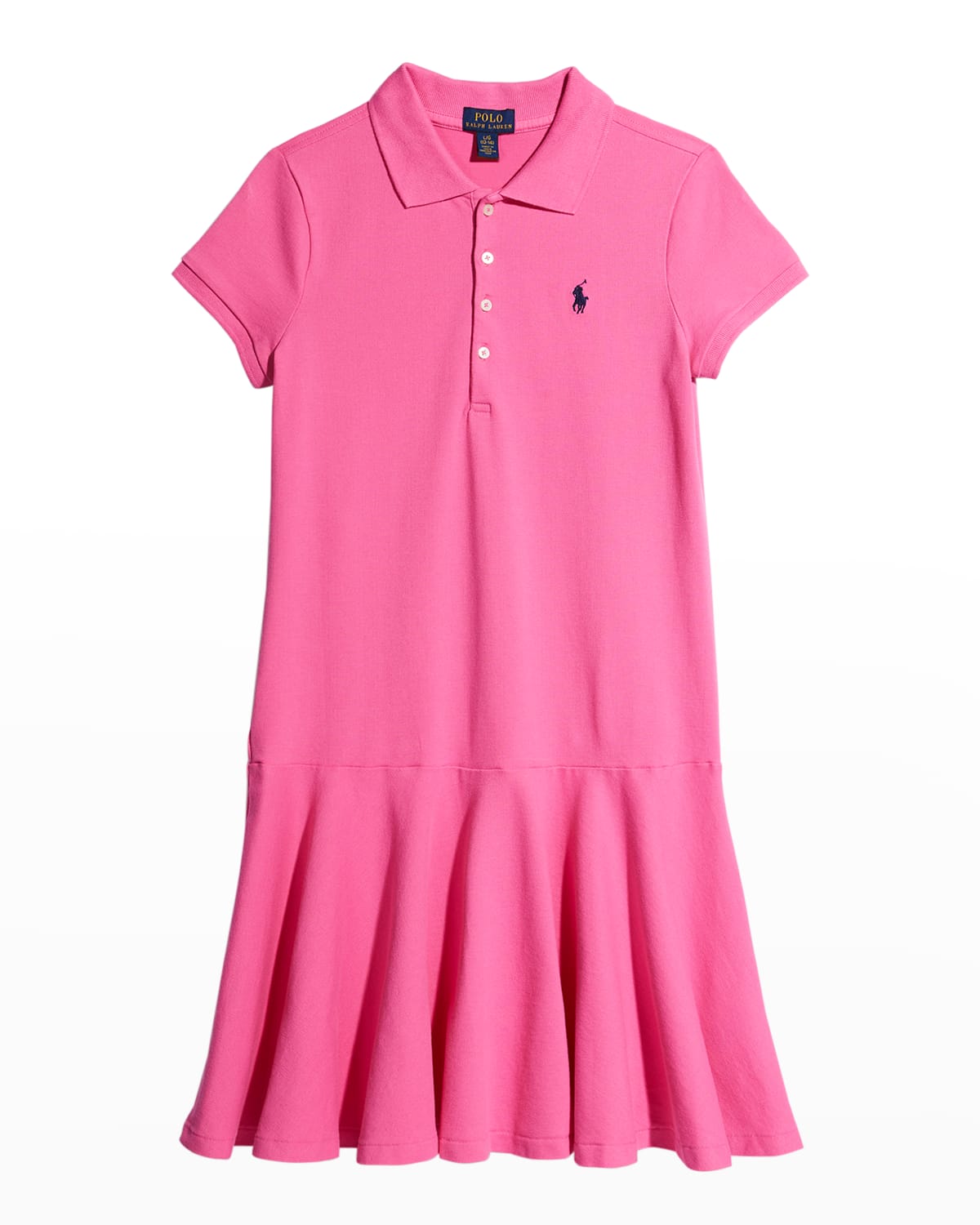 Girl's Stretch Cotton Mesh Polo Dress, Size S-XL