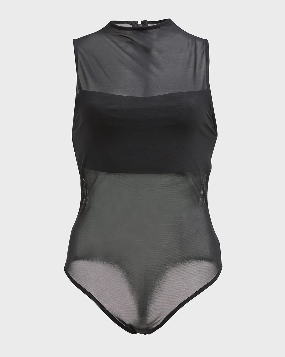 Nichol Mock-Neck Mesh Bodysuit