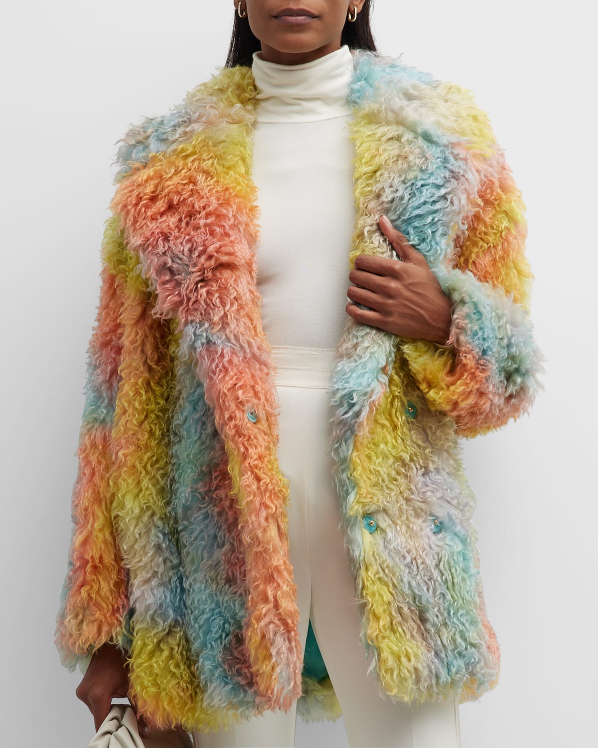 Dyed Faux Fur Peacoat