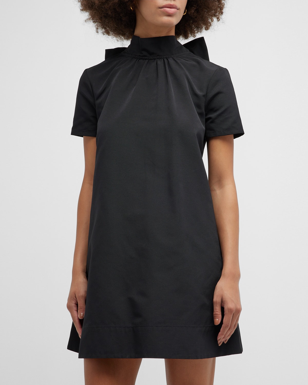 Staud Ilana Tie-back Bow Mini Dress In Black