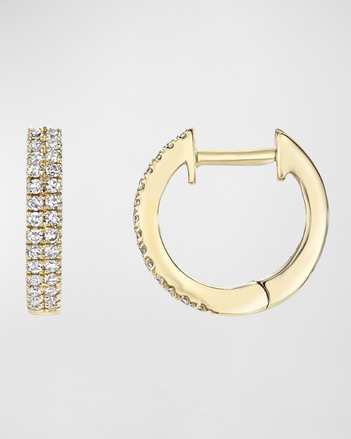 Zoe Lev Jewelry Double Diamond Huggie Earrings