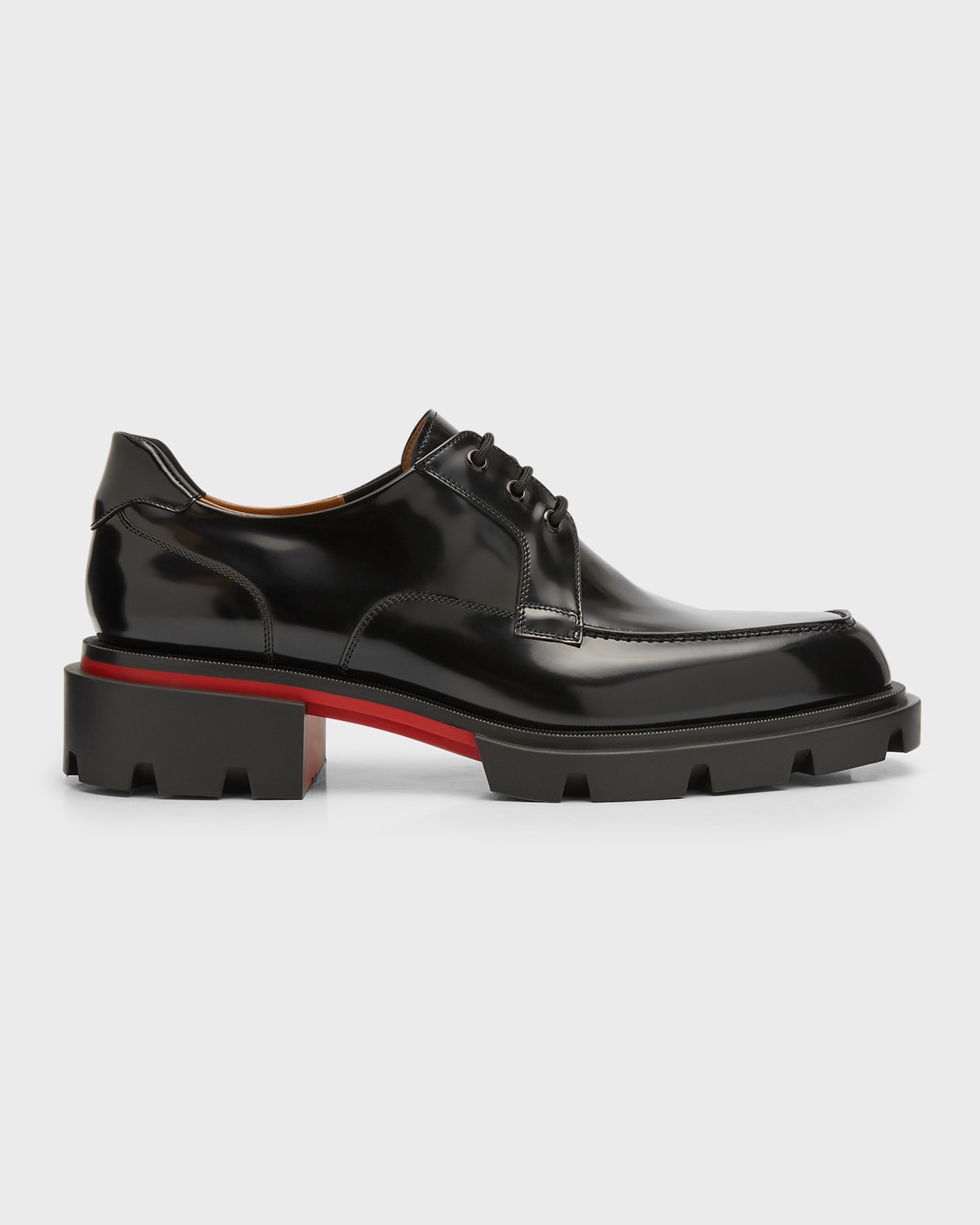 Shop Christian Louboutin Men's Our Georges L Leather Derby Shoes In Black