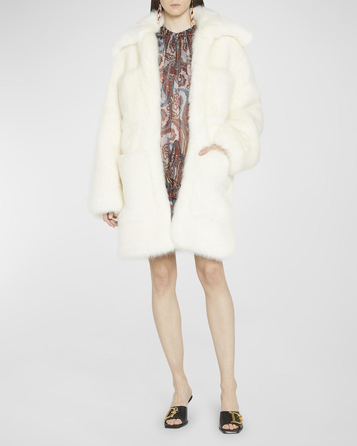 Dsquared2 Faux-fur Oversized Coat In White