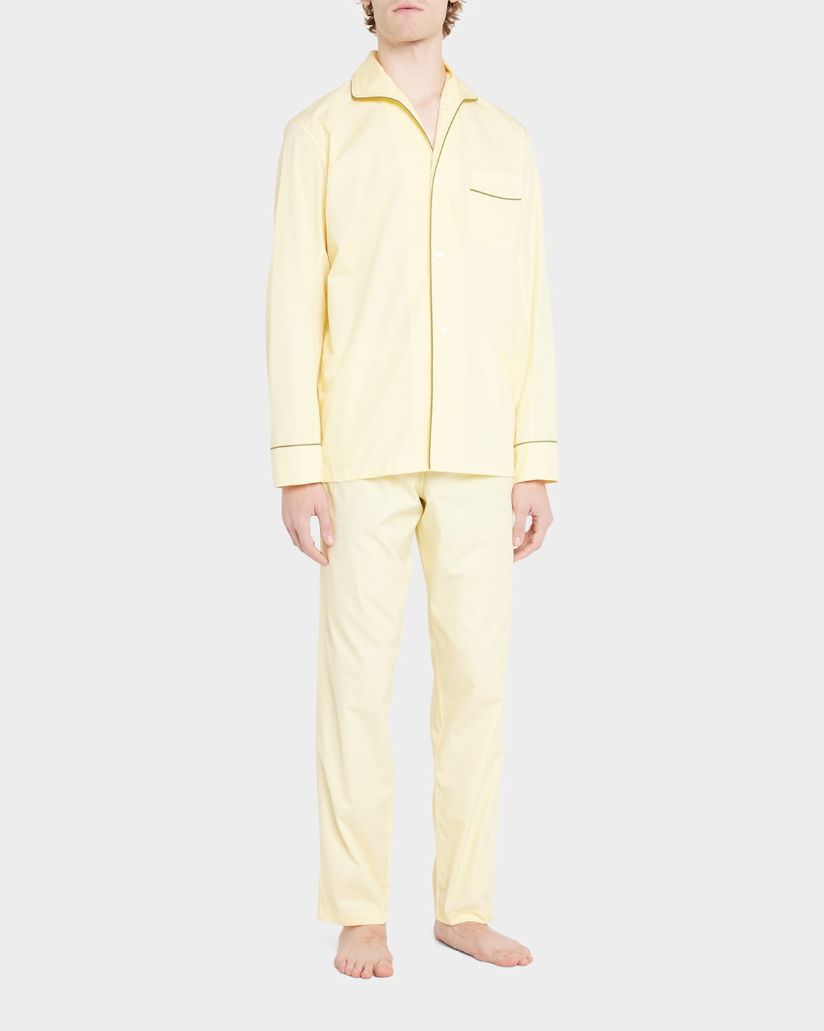 Anderson & Sheppard Men's George Cortina Organic Cotton Long Pajama Set In Yellow