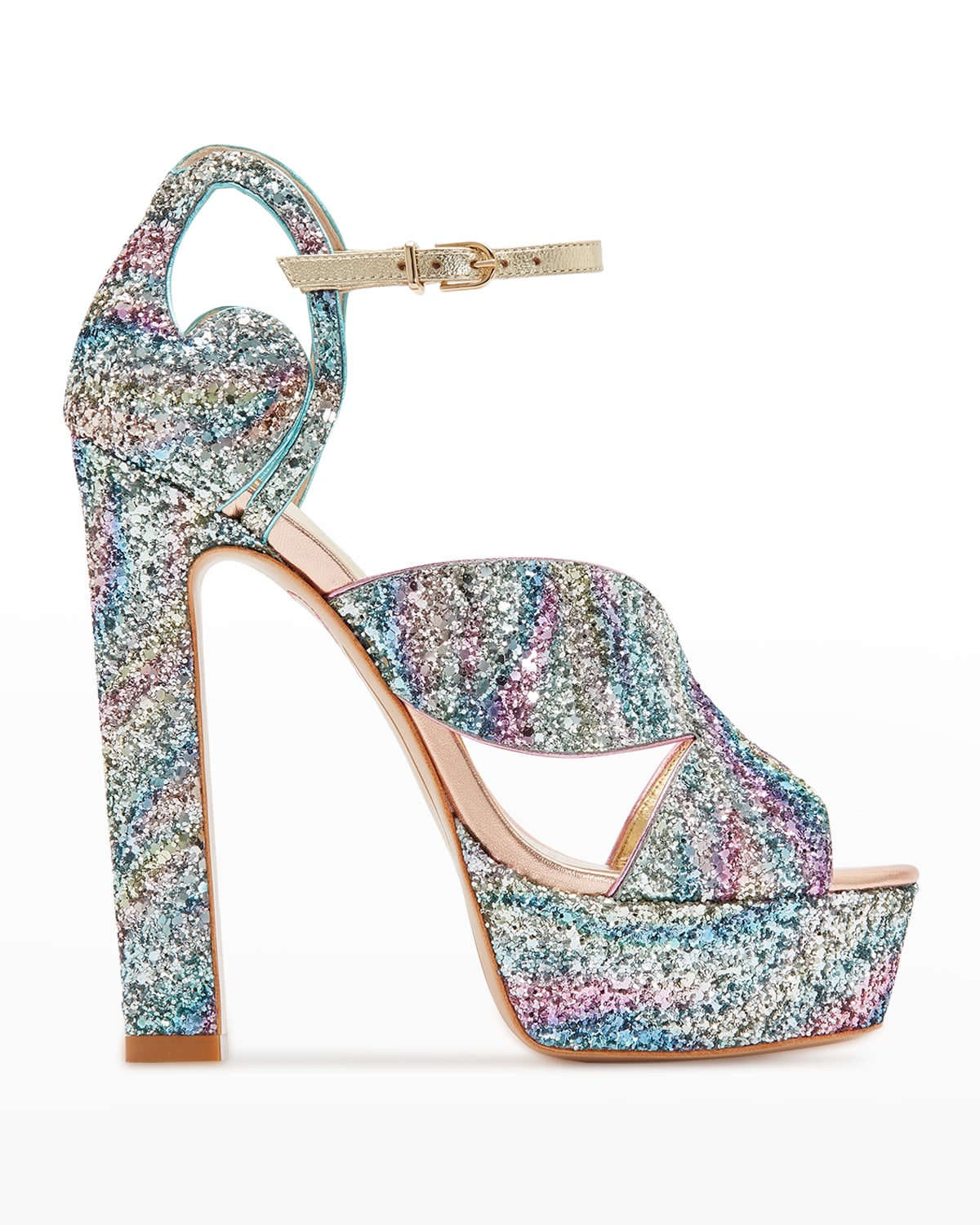 Sophia Webster Rita Glitter-embellished Leather Platform Sandals In Watercolour Glitt