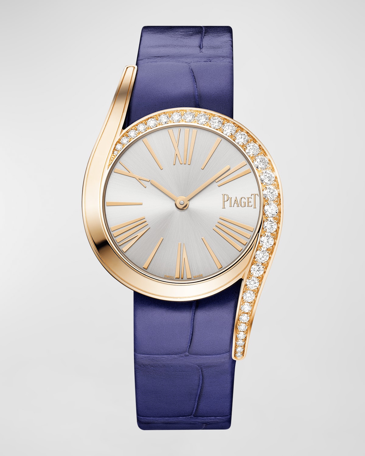 32mm Limelight Gala Rose Gold Diamond Watch with Alligator Strap, Blue