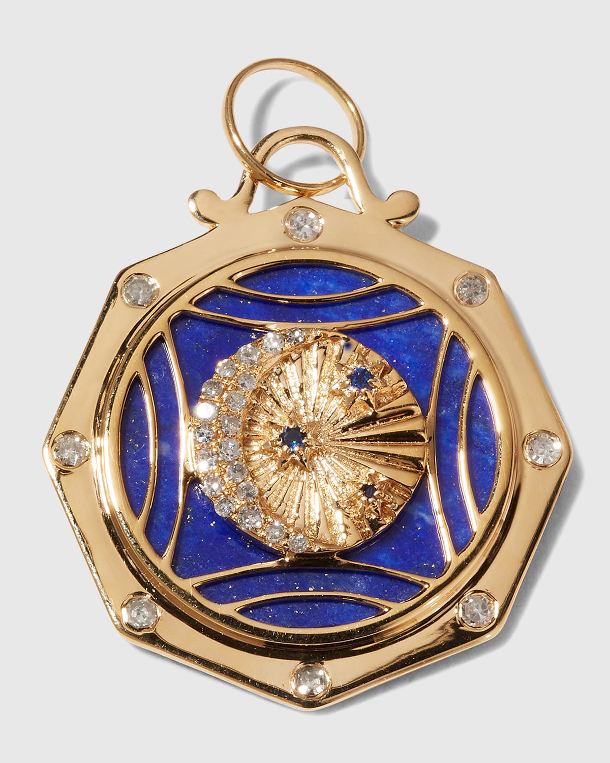 Kastel Jewelry 14K Gold Lapis, Sapphire & Diamond Celestine Pendant