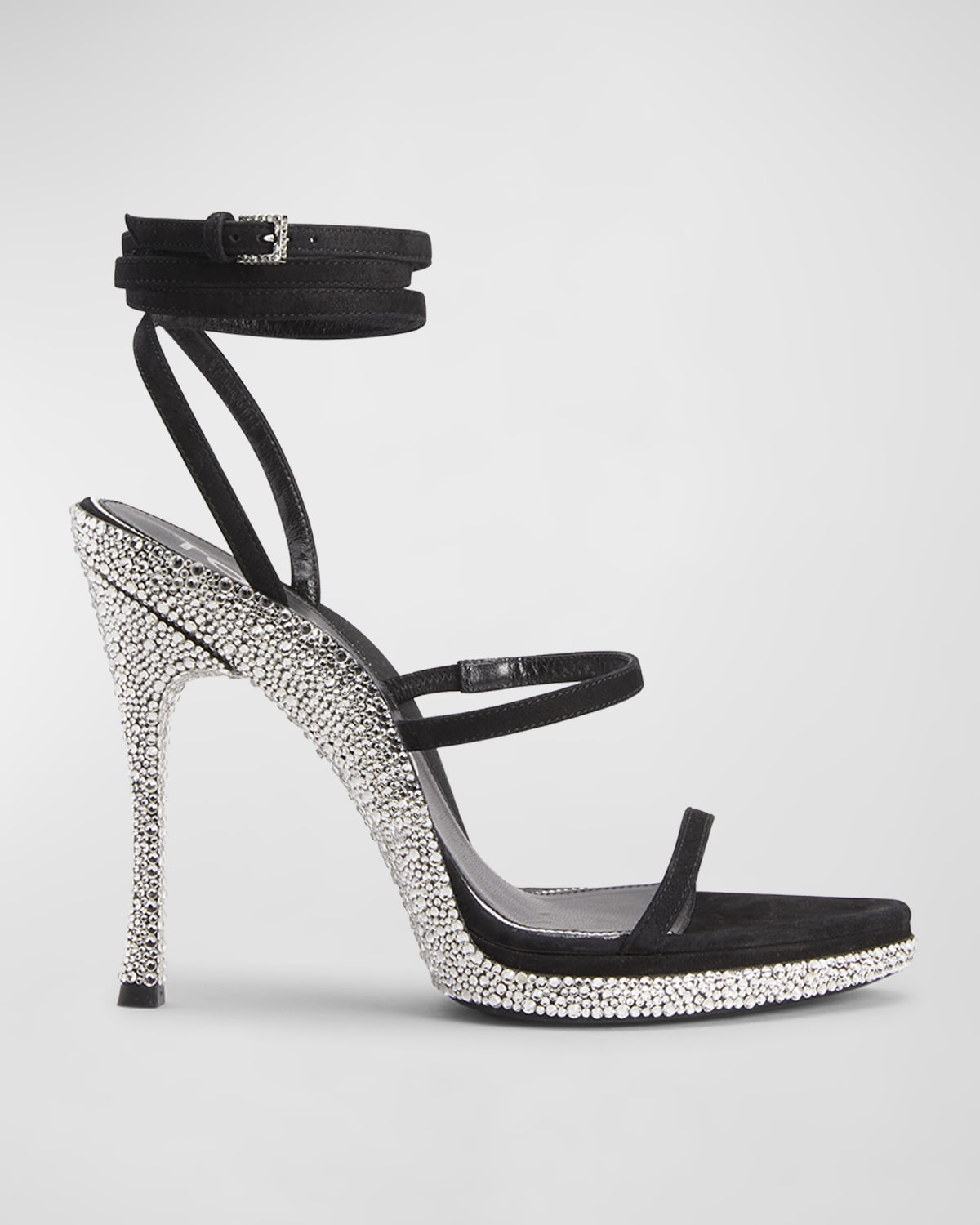Tom Ford Crystal-embellished Suede Stiletto Sandals In C9001 Blkcrystal |  ModeSens