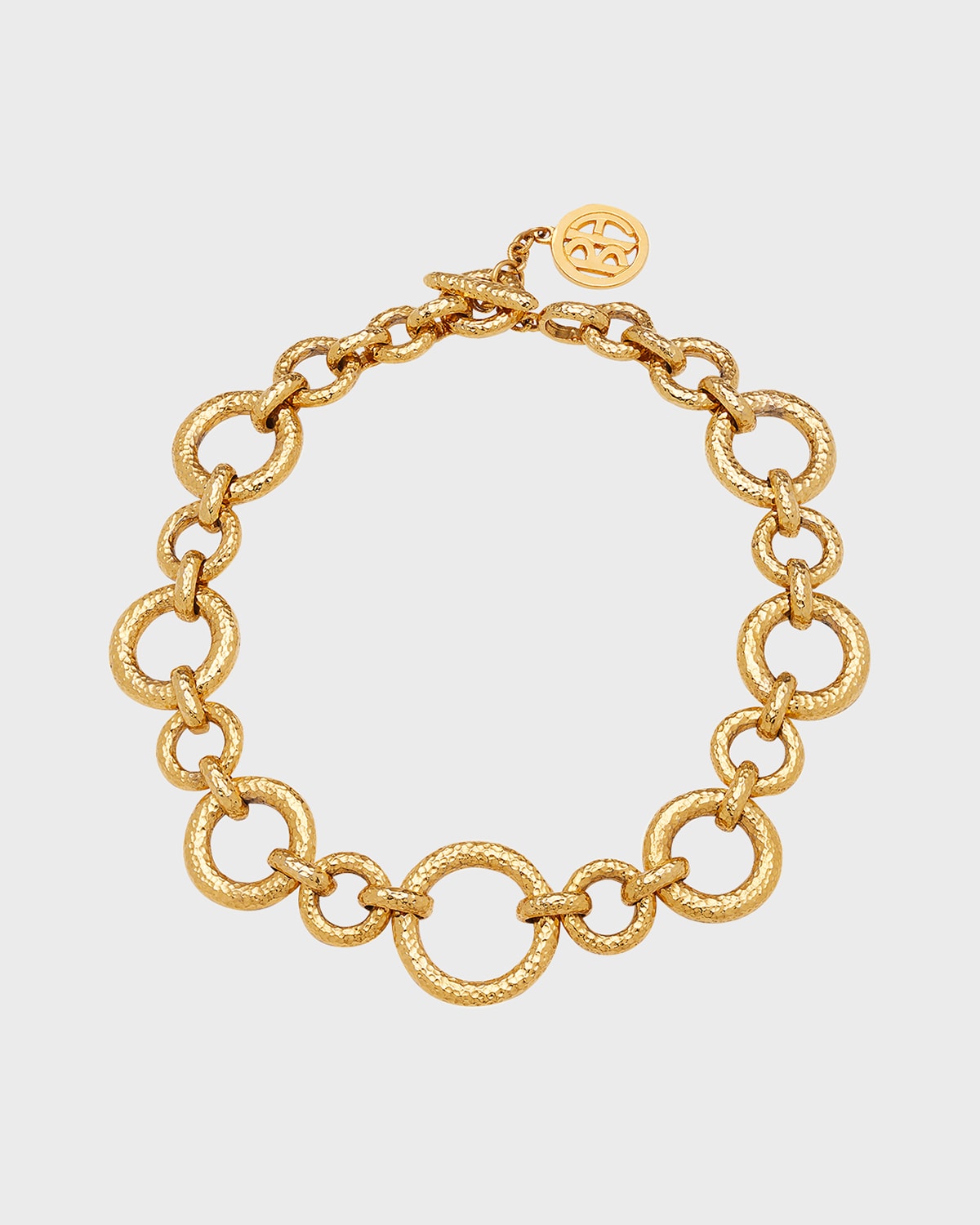 Shop Ben-amun Gold Hammered Chain Necklace With Toggle In Yg